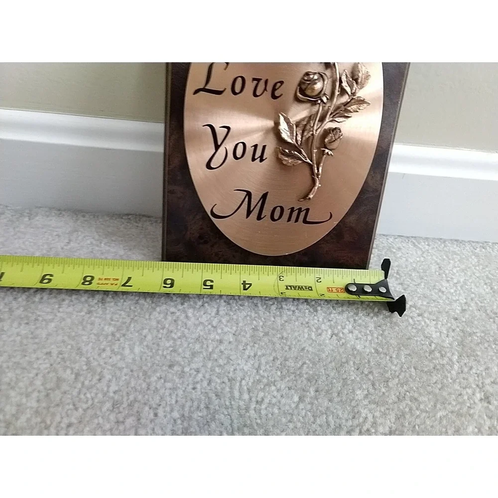 I Love You Mom Copper Roses Wood Plaque Gift Decor